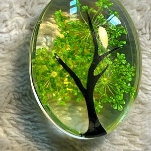 Green and Black Tree Silhouette Necklace